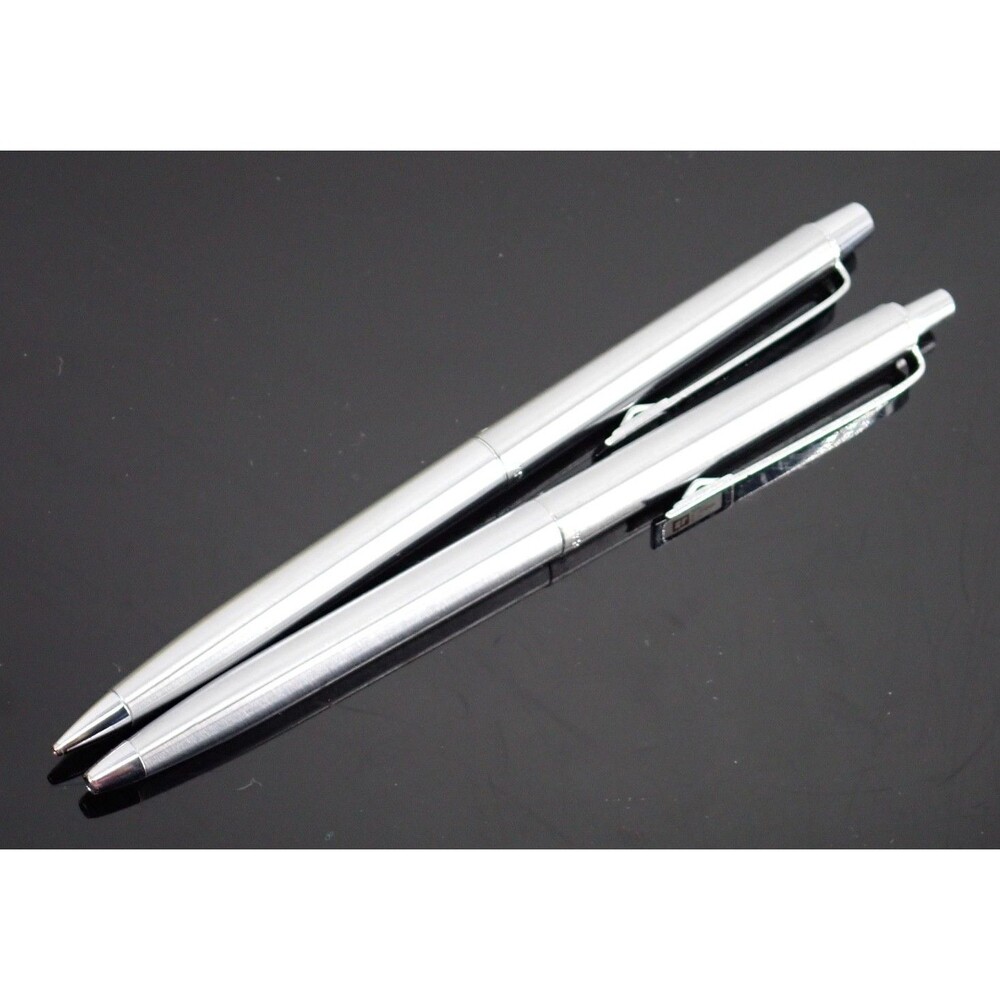 VTG Corporate Logo PaperMate Pen & Pencil Set Silver Steel Body Slim Profile USA